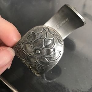 Vintage Jewelry - Vintage Statement Boho Cuff Floral Pewter Bracelet Vintage Jewelry - Vintage Statement Boho Cuff Floral Pewter Bracelet
